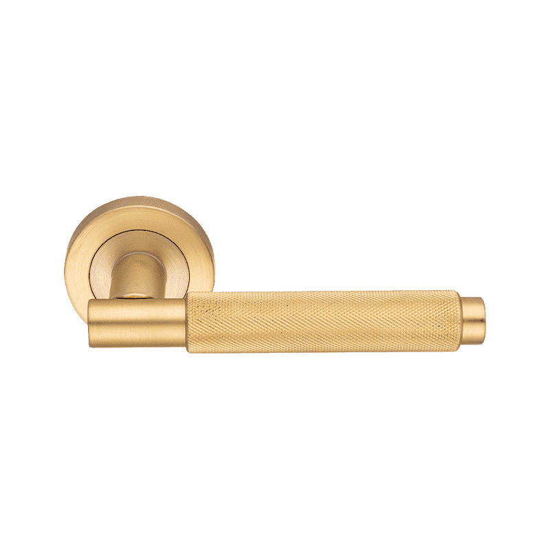 Aluminium taktile Rittertexturhebel am Rosenentürgriff Satin Messing